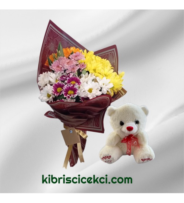 Karışık Mevsim Buketi Ayıcık 